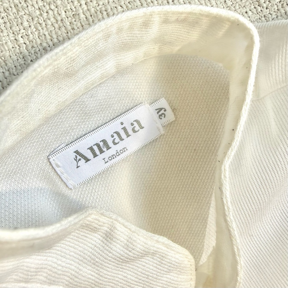 Amaia London White Piqué Cotton Shirt 3Y Stand Collar - Picture 2 of 3